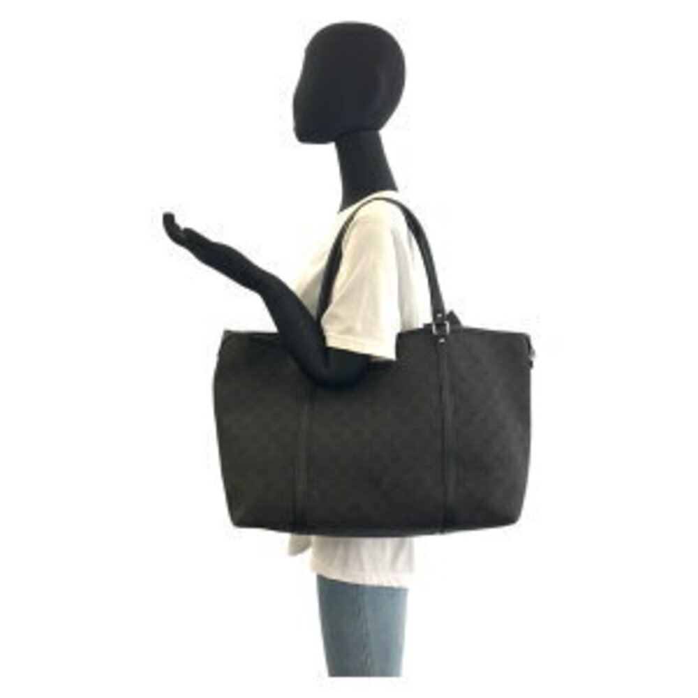 Gucci Black GG Leather Shoulder Canvas Tote Bag - Picture 6 of 10